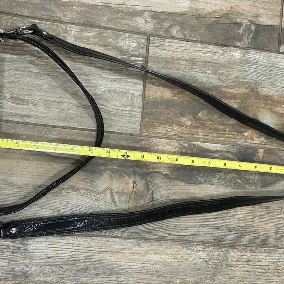 COACH POPPY GLOSSY PATENT LEATHER BAG PURSE 18161 BLACK 2 STRAPS CROSSBODY - Picture 5 of 15